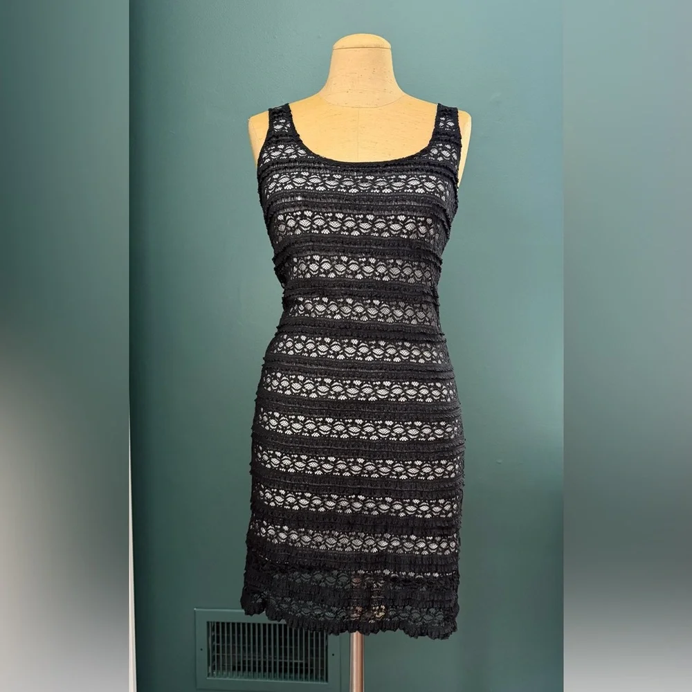 Frenchi Black Lace Overlay Dress
